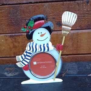Snowman Frame with Red and Black Accents NWT